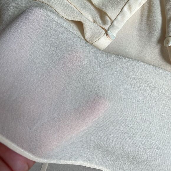 J.Crew Silk Blouse Long Sleeve Tuxedo Pleated Front 1/2 Button Sz S Ivory  NWOT - Picture 6 of 9